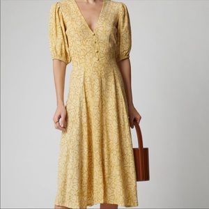 NWT Faithfull the Brand Delia Python Midi Dress